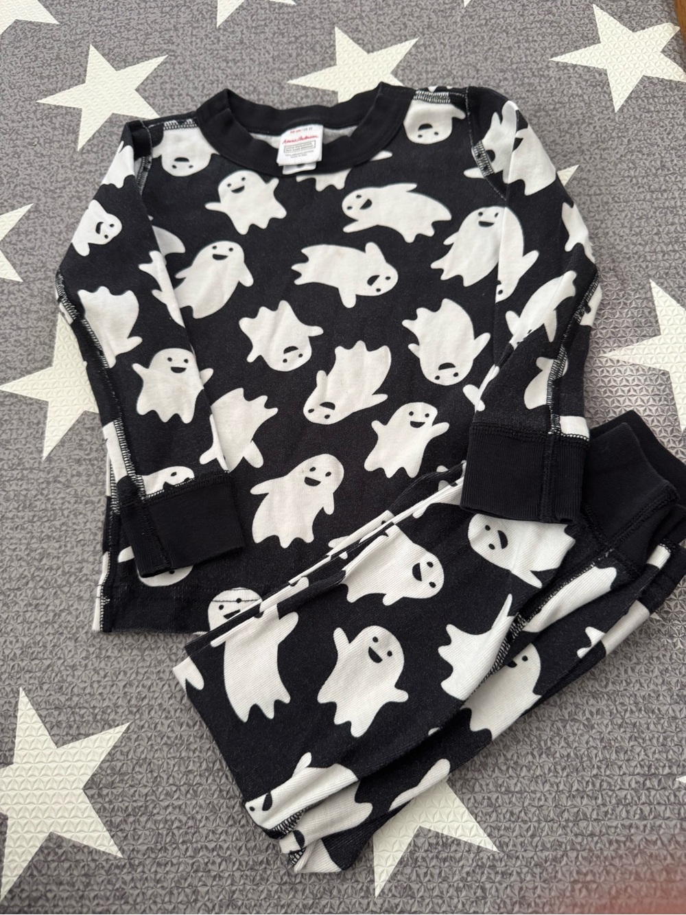 Children's Black Ghost Print Pajama Set - Cozy Nightwear